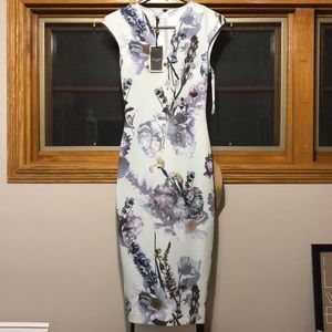 NWT Size 0 Ted Baker Mint Floral Midi Dress